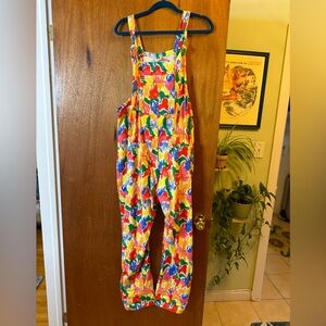 Lucy & Yak Dungarees Overalls Size 10 L Marsha Paint Splash Rainbow Print Color